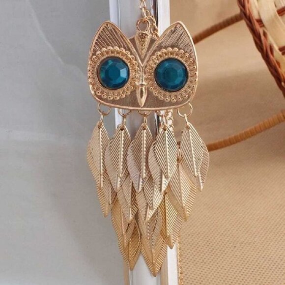 NWT Big Crystal Owl Pendant Necklace Chain - Picture 3 of 5